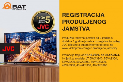 Produljeno jamstvo 2+3 godine uz kupnju JVC televizora!