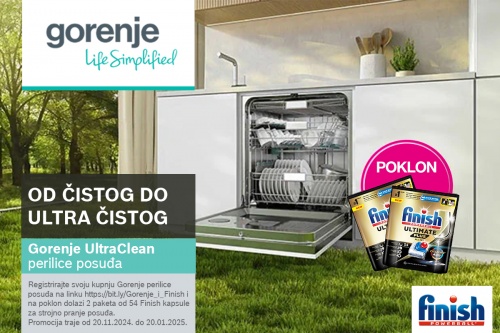 Gorenje UltraClean perilice posuđa + poklon Finish tablete